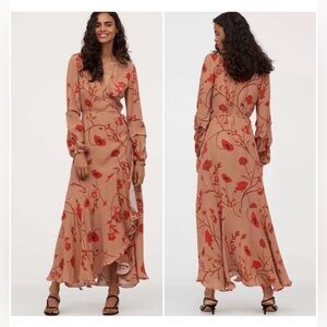 Johanna Ortiz Floral Maxi Dress in Red and Tan